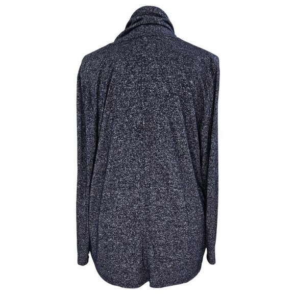 Ann Taylor Dark Blue Marled Open Front Rayon Stretchy Cardigan Relaxed Fit - Picture 2 of 8